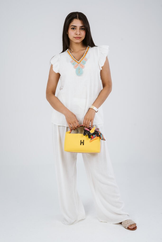 Embroidered Button-Down Blouse