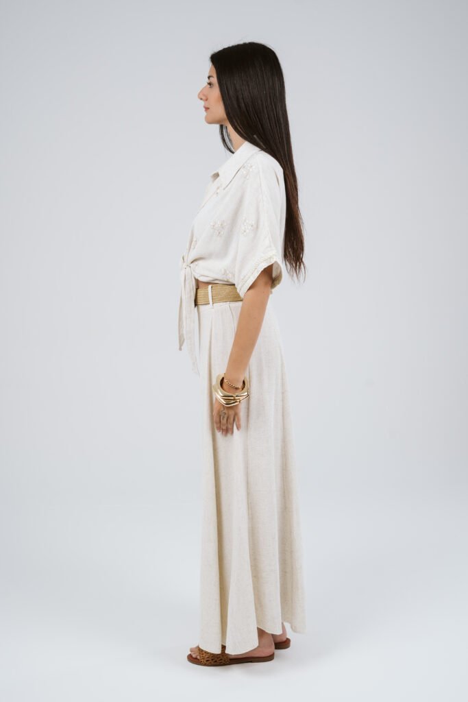 Tie-Front Peplum Blouse - Image 2