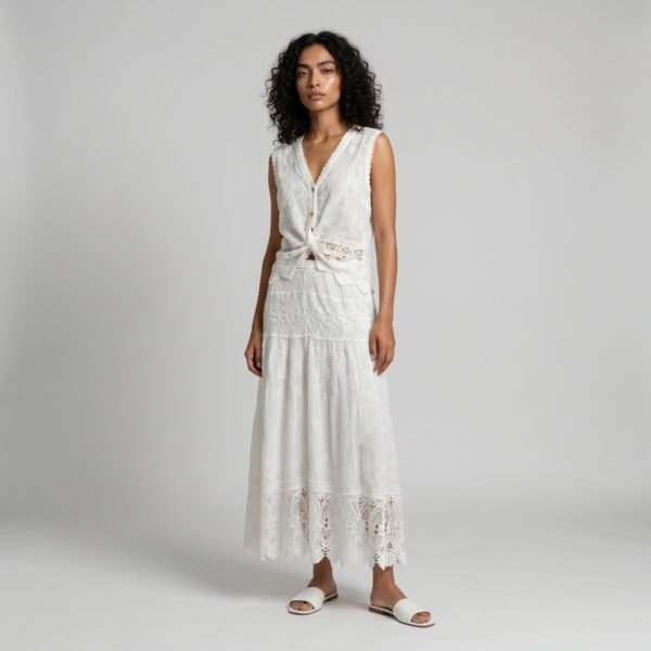 White Embroidered Lace Set
